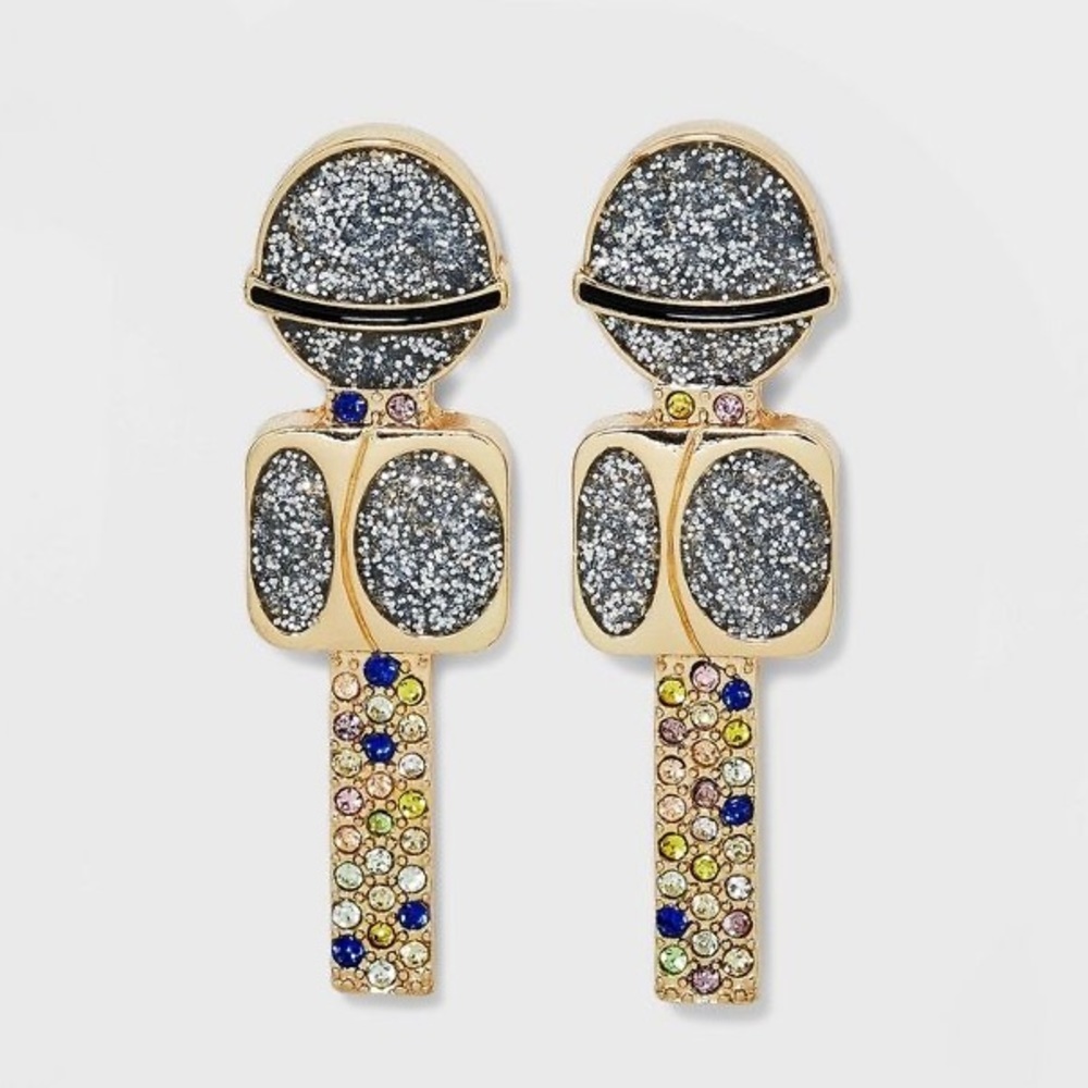 SUGARFIX by BaubleBar 'Drop The Mic' Statement Earrings‎ - Silver, NWT